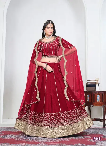 Red Colour Mehvish Vol 36 By Dani Creation Art Silk Mirror Work Embroidered Lehenga Choli 3064